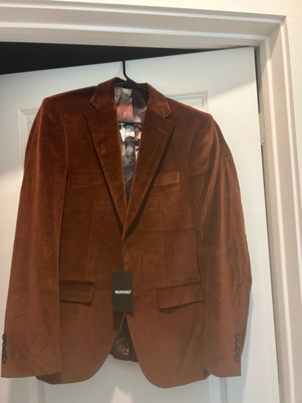 Murano Men's Rust slim Velvet Sport Coat